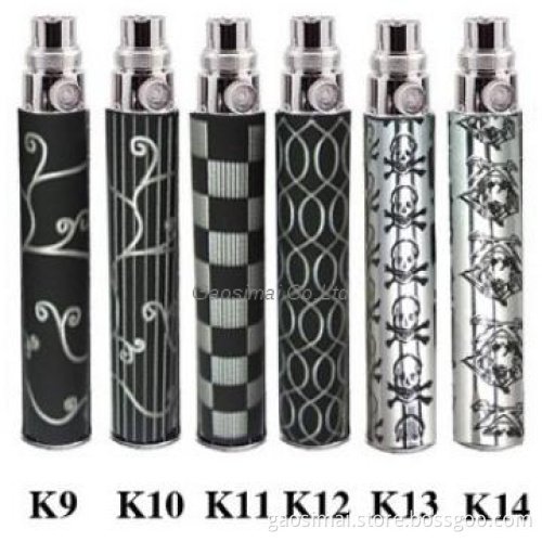 Various styles pattern carved battery e cigarette ego k battery